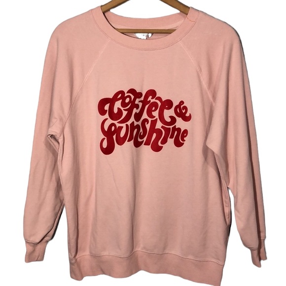 WILDFOX | Women's Statement Sweatshirt Coffee & Sunshine Pink size Medium - Picture 1 of 11